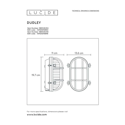 lafabryka.pl Kinkiet DUDLEY 1xE27 IP65 Black 11891/20/30 Lucide